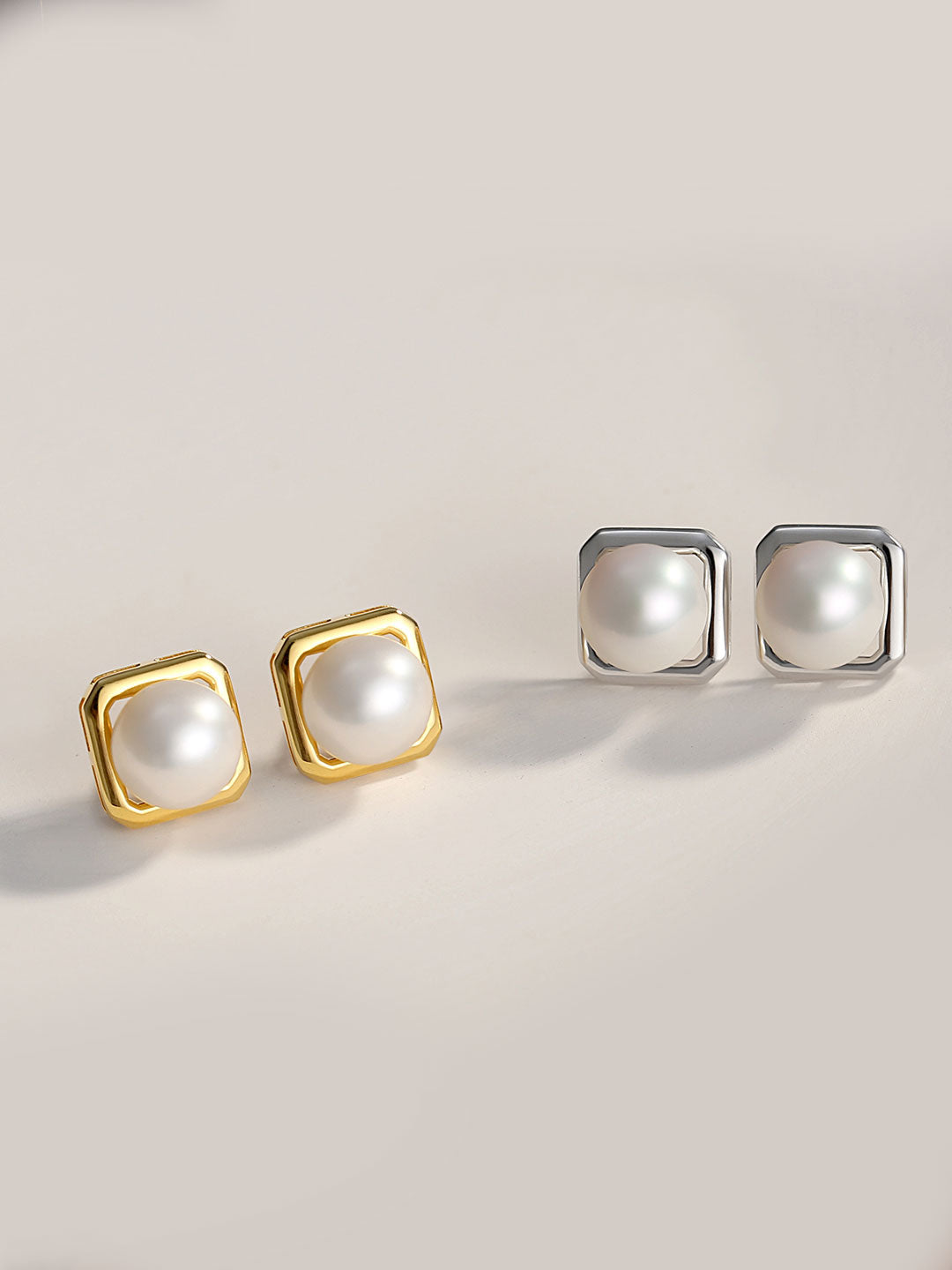 Luxe Frame Pearl Studs